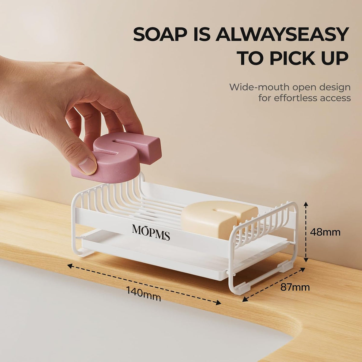 MOPMS Soap Dish for Shower, Carbon Steel Bar Soap Holder with Drainage