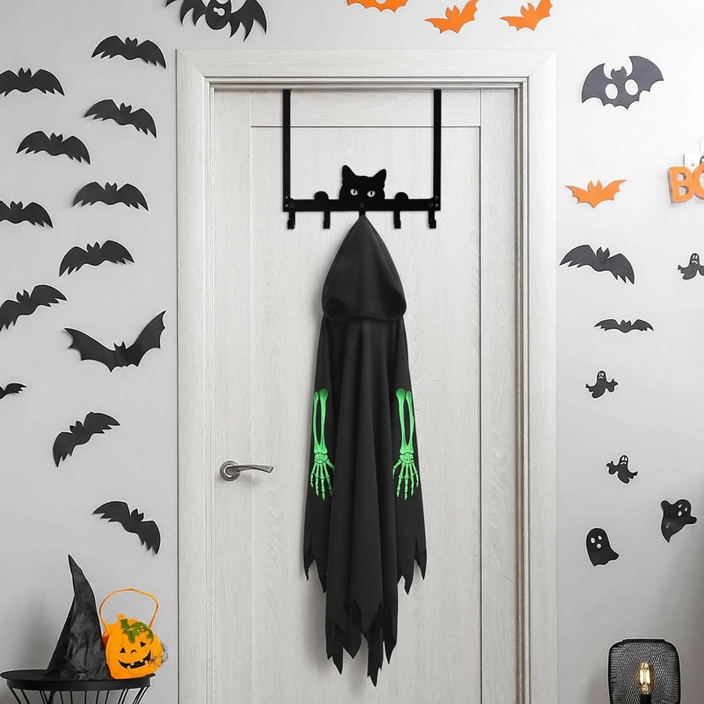 Moxweyeni Halloween Cat Over the Door Hooks Gothic Bathroom Decor