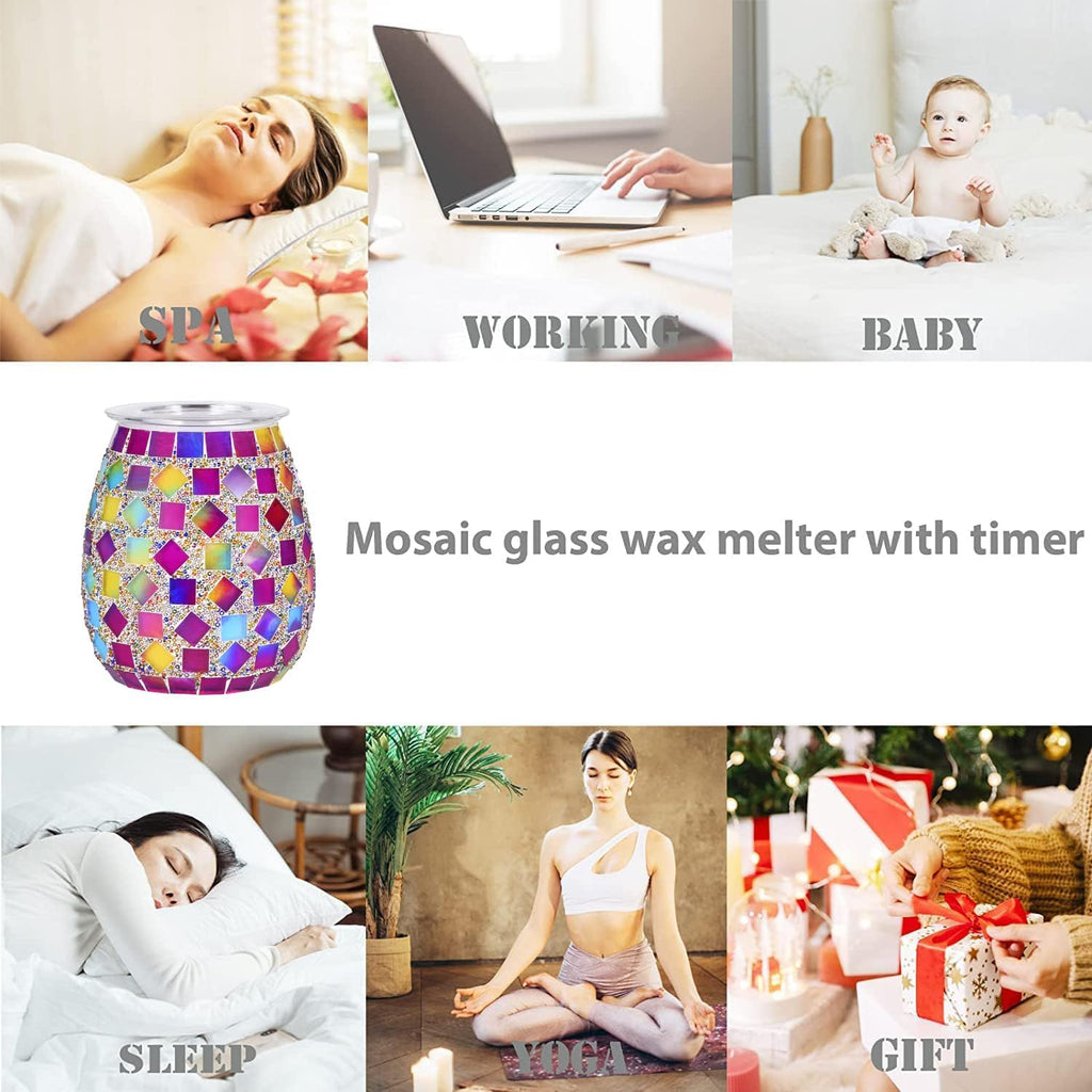 DICIMI Cute Wax Warmer, Wax Melt Warmer Electric with Night Light, Mosaic Oil Burner for Home Decor, Wax Burner for Scented Wax, Aromatherapy Wax Warmer, Ideal Gift for Women