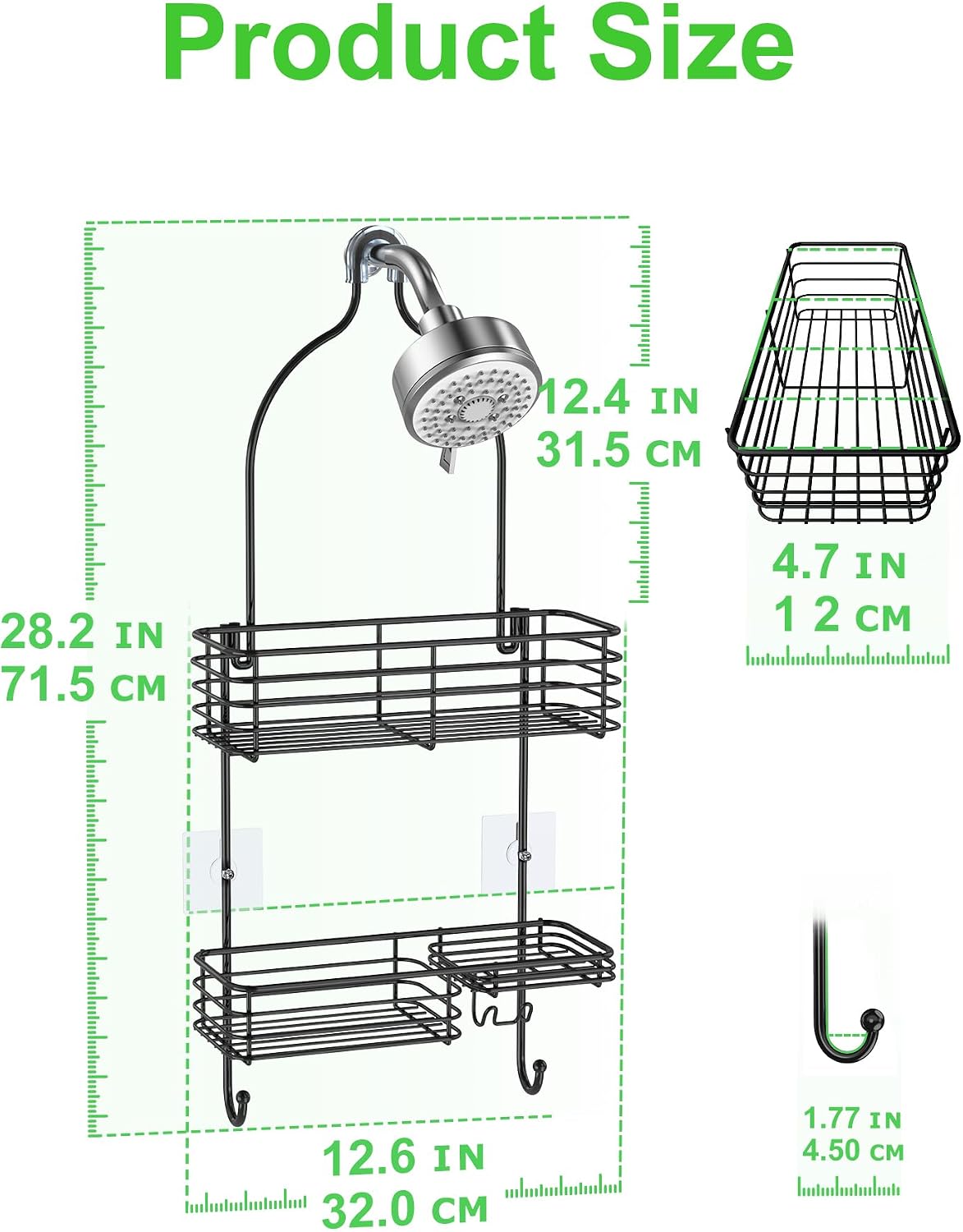 SMARTAKE Hanging Shower Head Caddy, Shower Shelf Organizer, Black