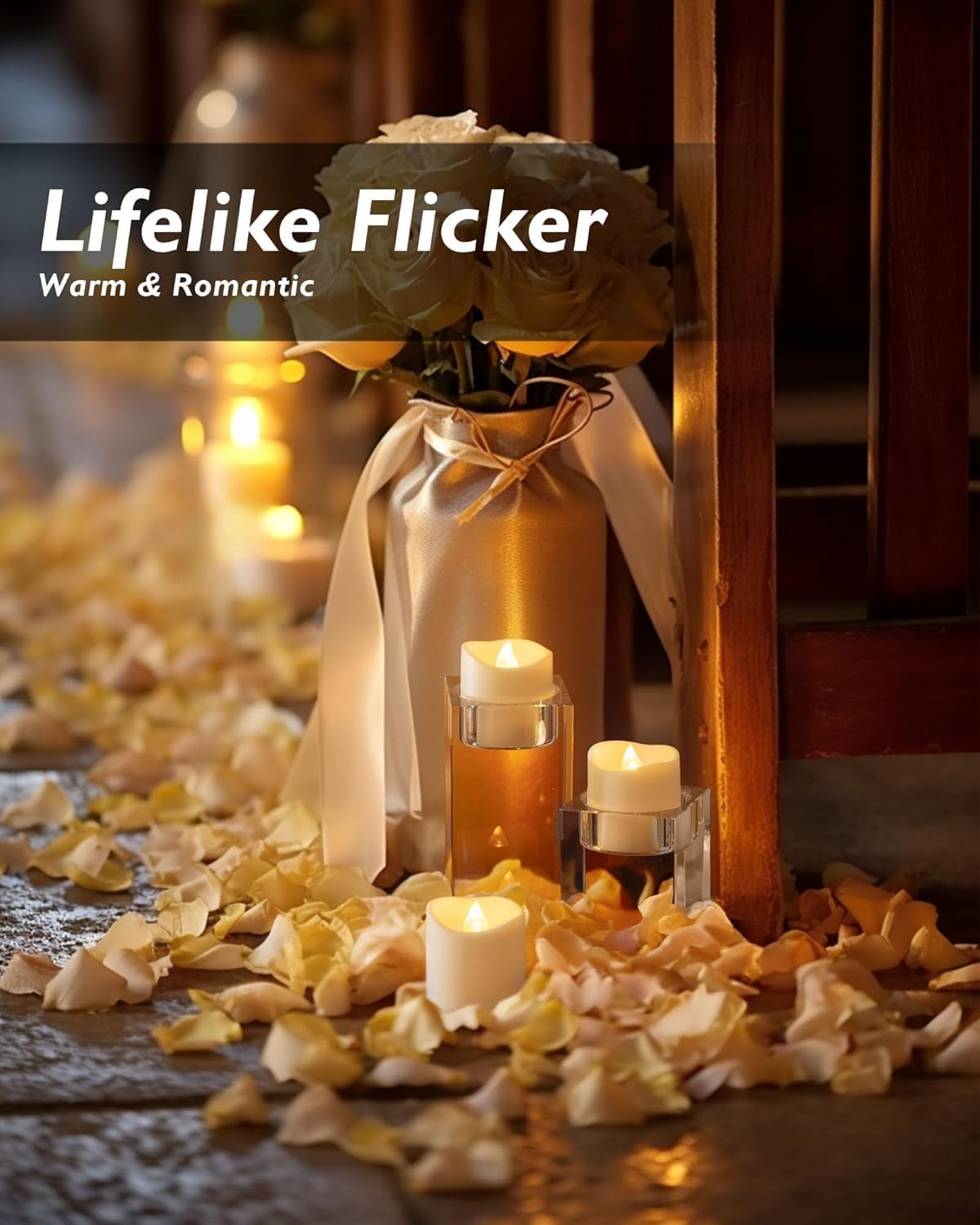 Homemory 50Pack White Flickering Flameless Votive Candles Led Tealights