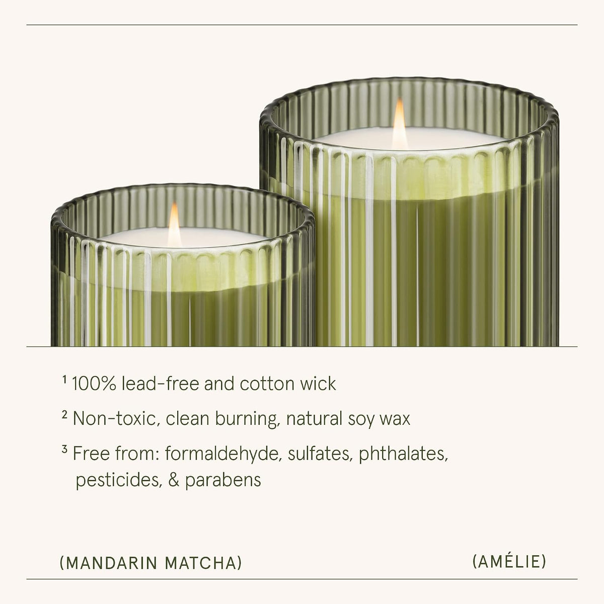 LA JOLIE MUSE Mandarin Matcha Scented Candle for Home, Natural Soy Wax 7 oz