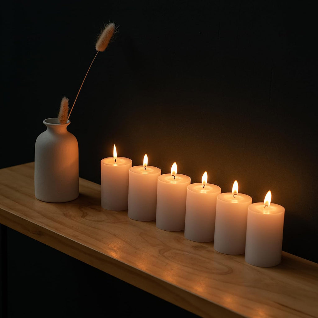 Housecret 50 Pack 2" D x 3" H White Unscented Pillar Votive Candles