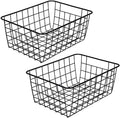 LeleCAT Black Wire Storage Baskets, Metal Household Storage Organizer for Kitchen，Pantry, Shelf, Freezer, Bathroom，Black 2 Pack