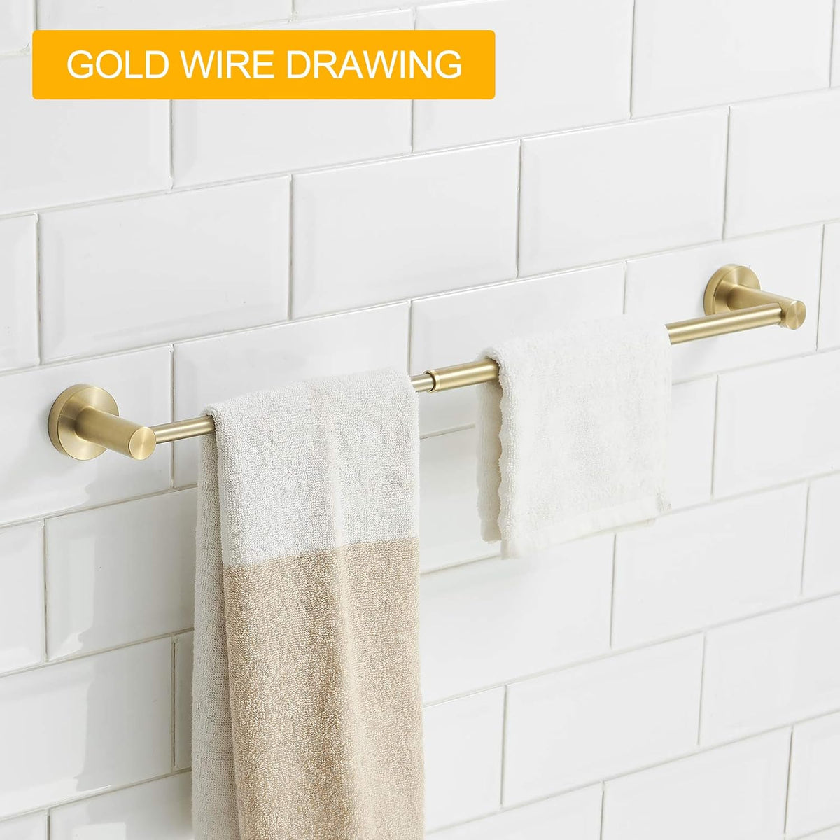 BESy Adjustable Towel Bar Towel Racks for Bathroom Rod Wall Mounted Gold
