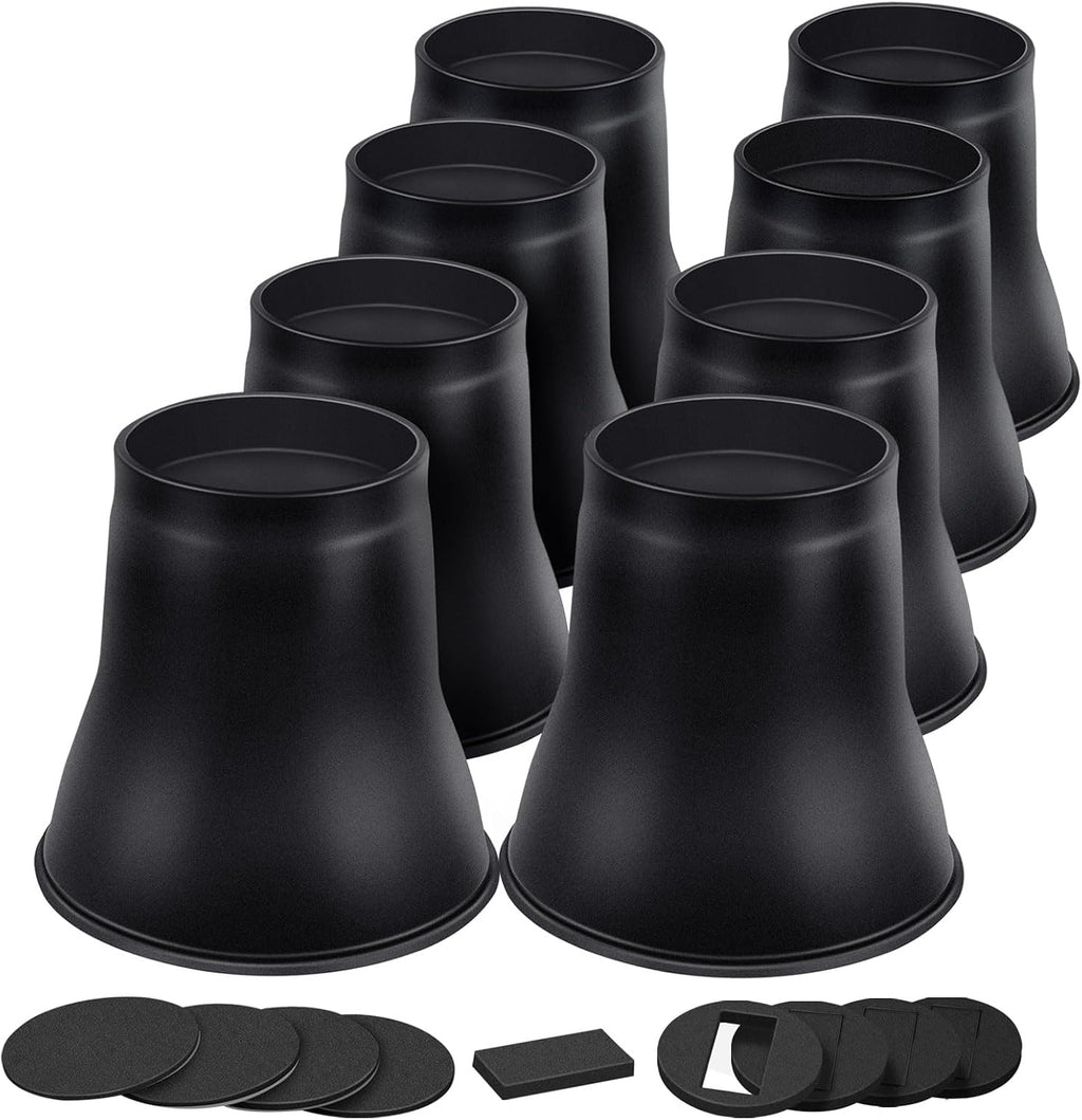 ANNKUT Bed Risers 6 Inch Heavy Duty, Round Furniture Risers for Bed Desk Table Sofa Couch，Bed Lifts Risers, Support up to 6000 Lbs(8 Pack Black)