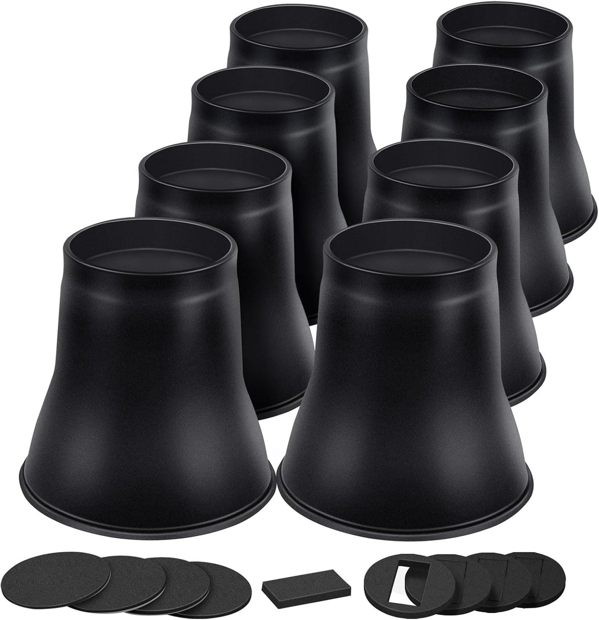 ANNKUT Bed Risers 6 Inch Heavy Duty, Round Furniture Risers for Bed Desk Table Sofa Couch，Bed Lifts Risers, Support up to 6000 Lbs(8 Pack Black)