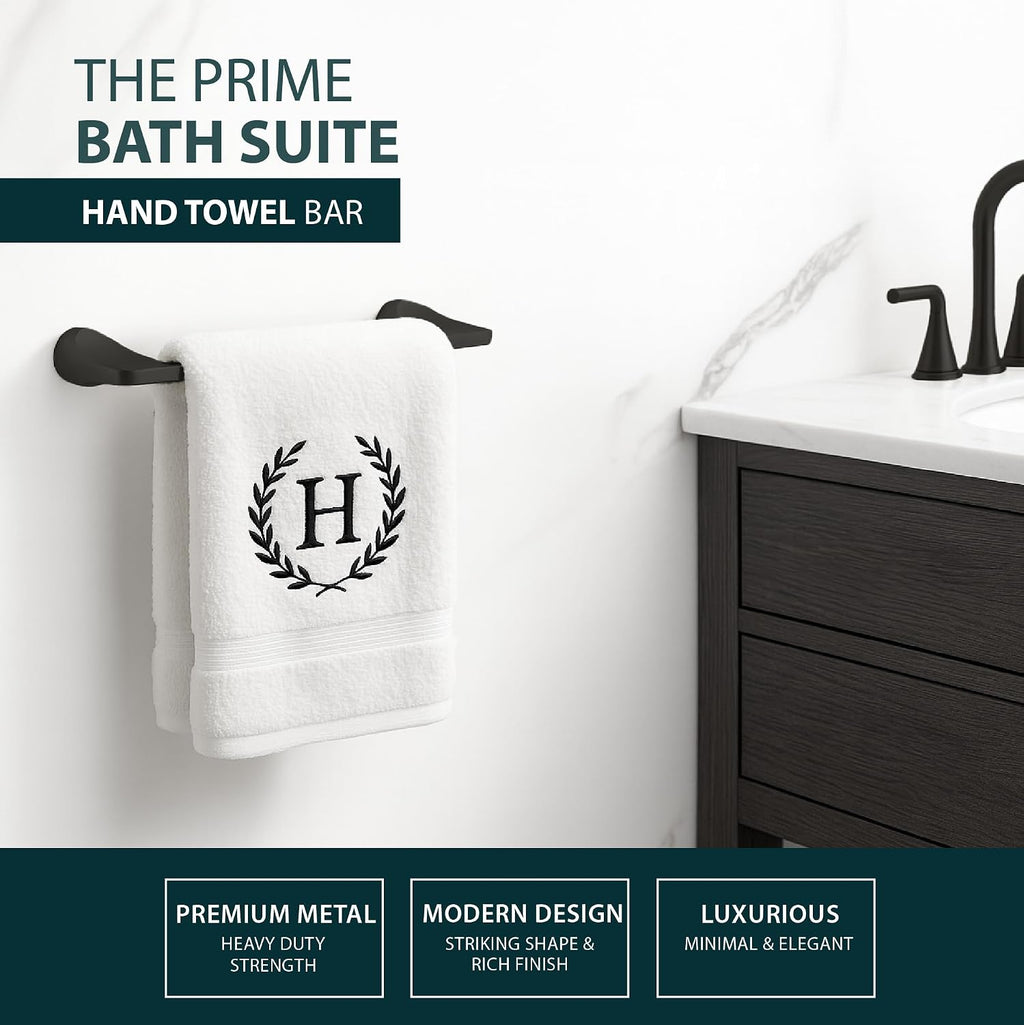 Mega Handles Bathroom Accessory Set Matte Black - 4-Piece, Towel Bar, Hooks