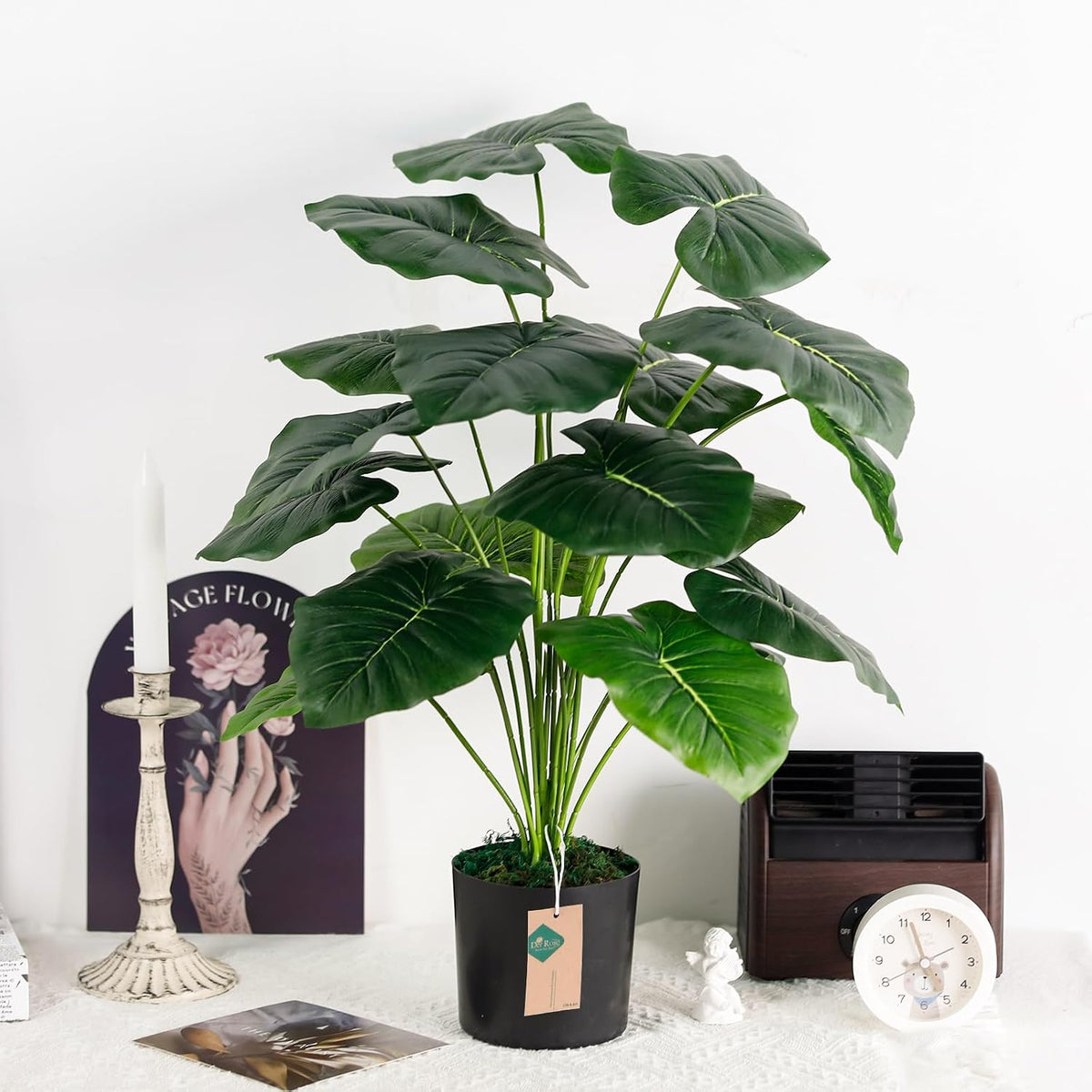 Der Rose 28" Fake Tropical Plants in Black Pot for Bathroom and Home Decor