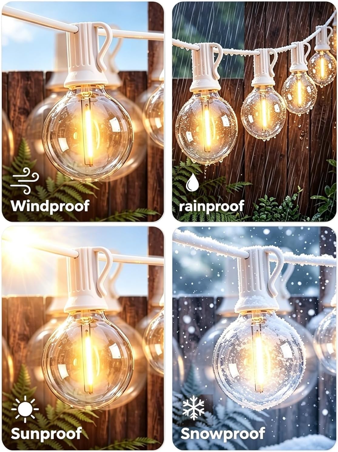 Remote White String Lights for Outside 100FT 100 Lights(1 foot Spacing)