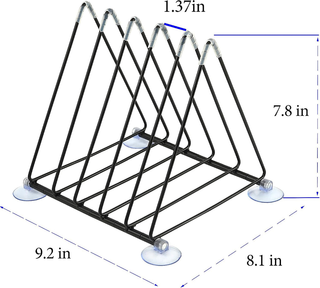 Vinyl Record Holder Storage, 5 Slot Metal Record Stand Magazine Newspaper Album Display Rack Desktop Triangle File Holders for Office Home Black