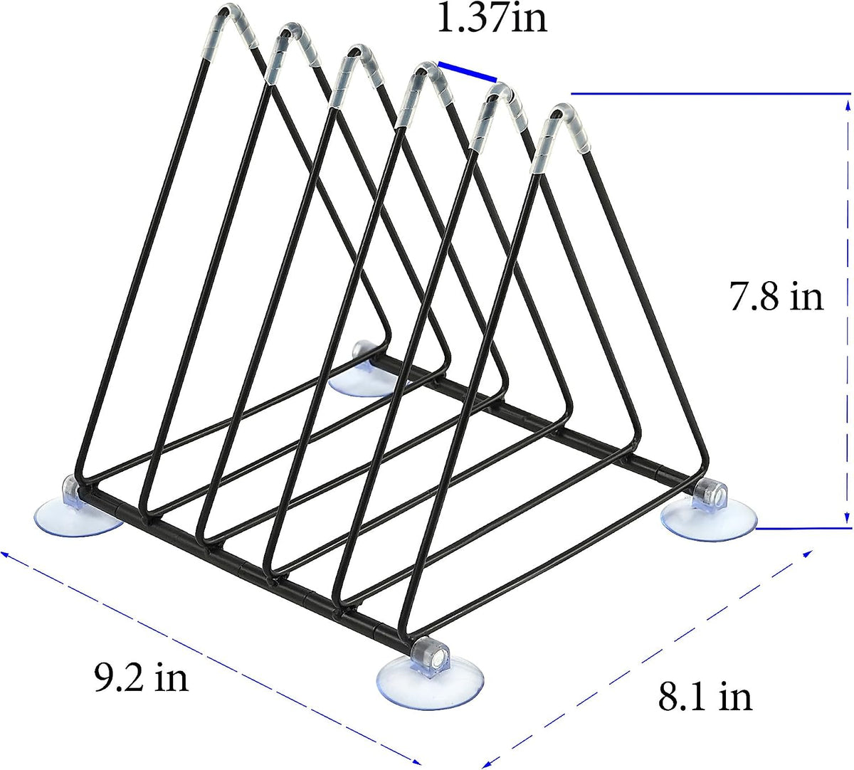 Vinyl Record Holder Storage, 5 Slot Metal Record Stand Magazine Newspaper Album Display Rack Desktop Triangle File Holders for Office Home Black