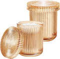 SheeChung 2 Pack Glass Qtip Holder Dispenser, Amber Apothecary Jars