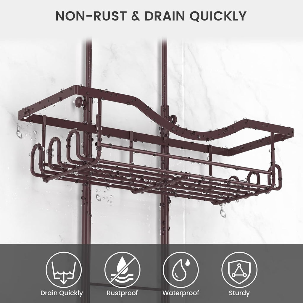REINHARDT Adjustable Shower Caddy Hanging Over Shower Head, Bronze