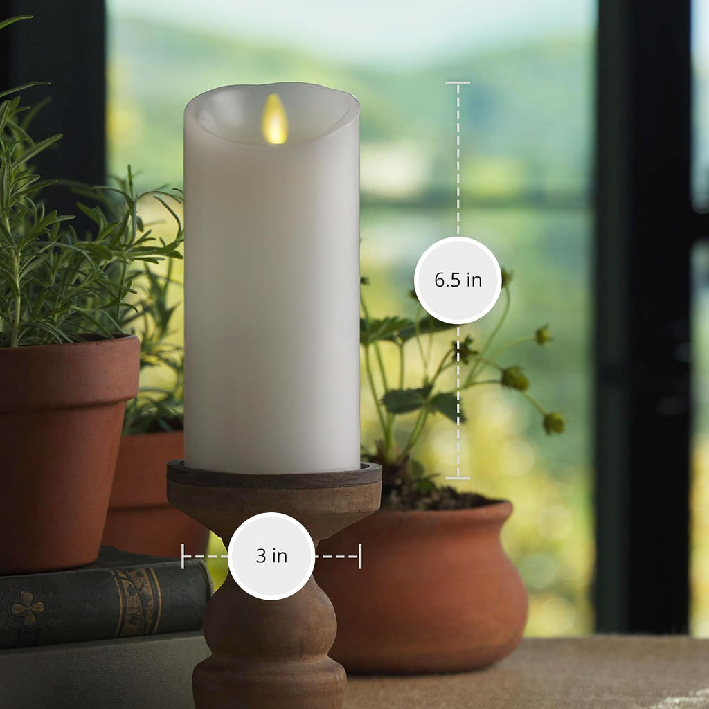 Luminara - Flameless LED Battery Operated Flickering Pillar Candles - White - Pack of 3-3x6.5 - Realistic Moving Flame Real Wax Indoor/Outdoor Decor