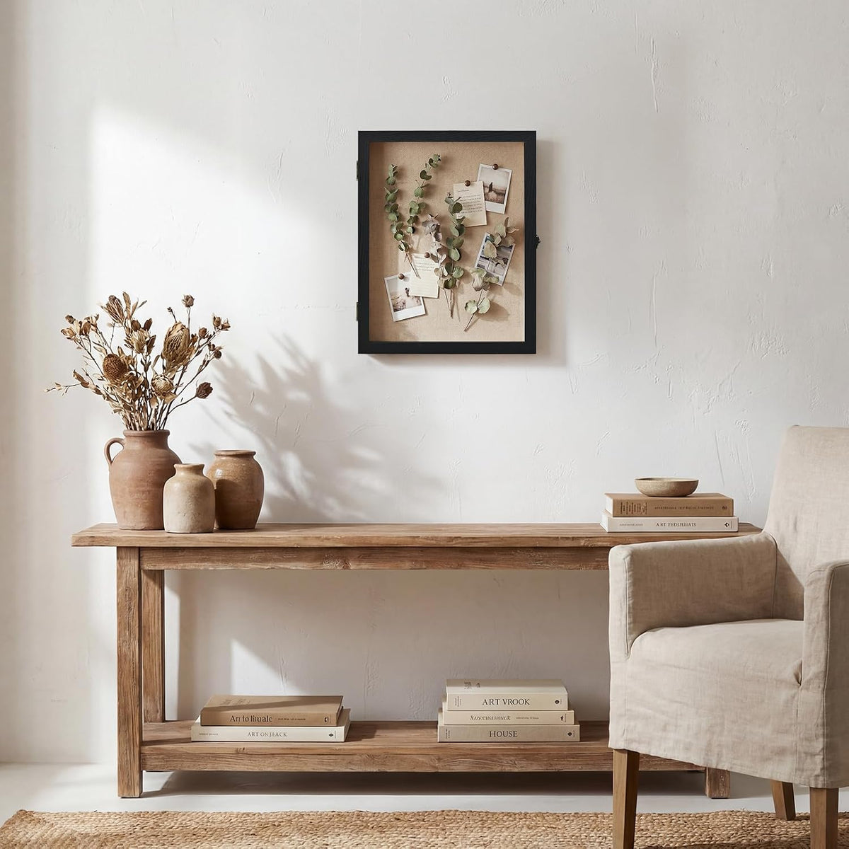 11×14 Shadow Box Frame, Linen Back, Glass Door, Hinge Display Case