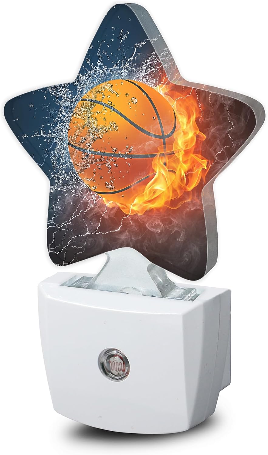 Basketball Fire Night Lights Plug into Wall with Dusk to Dawn Sensor,Lamp for Bedroom Bathroom Hallway Nightlight for Women Girls