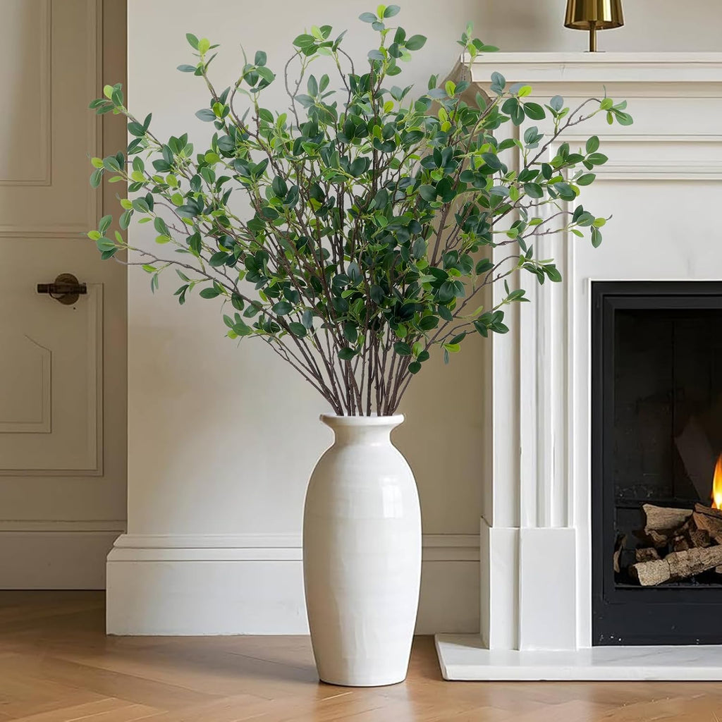 10Pcs Artificial Greenery Stems 43" Faux Ficus, Eucalyptus Stems