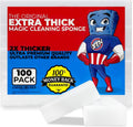 100 Pack Extra Thick Magic Cleaning Sponges - Eraser Sponge for All Surfaces - Double Thickness - Kitchen-Bathroom-Furniture-Leather-Car-Steel - Just Add Water - Melamine - Universal Cleaner