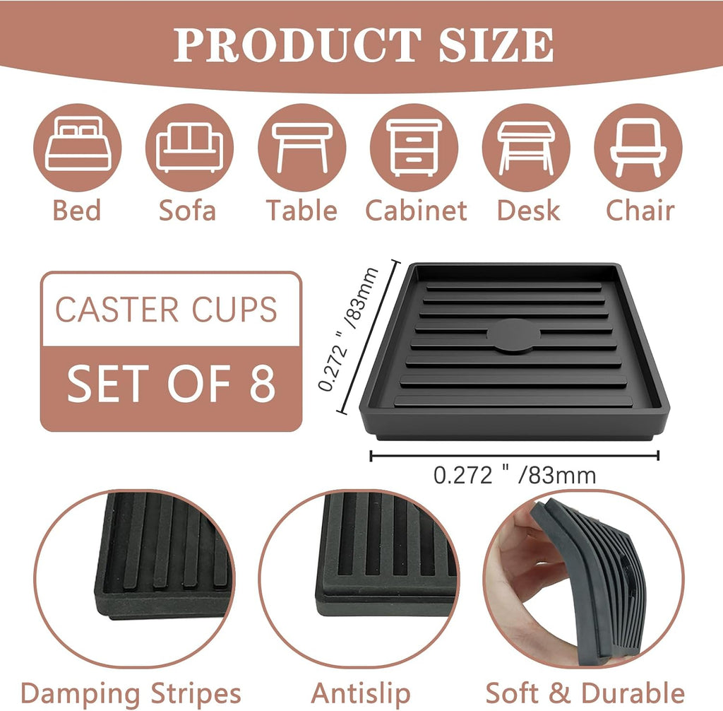 Bed Risers Heavy Duty, Set of 8, Stackable Square Furniture Risers, Black