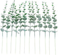 Eucalyptus Stems 12 PCS Artificial Leaves Home Office House Table Decor Wedding Bouquet Ceremony Party Flower Decoration Vase Forever Live Never Fade