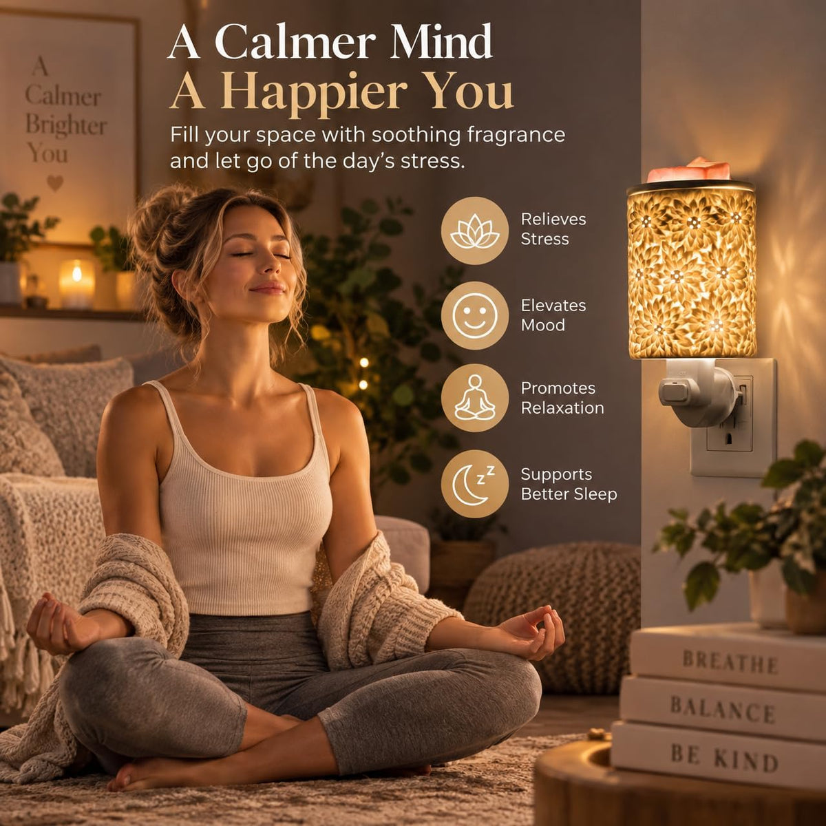 Sunflower Flower Wax Melt Warmer Wall Plug in Electric White Ceramic Christmas Oil Melter Cute Small Aromatherapy for Home Decorative Burner Light Scented Candle Tart Scent Warm Fragrance (S)