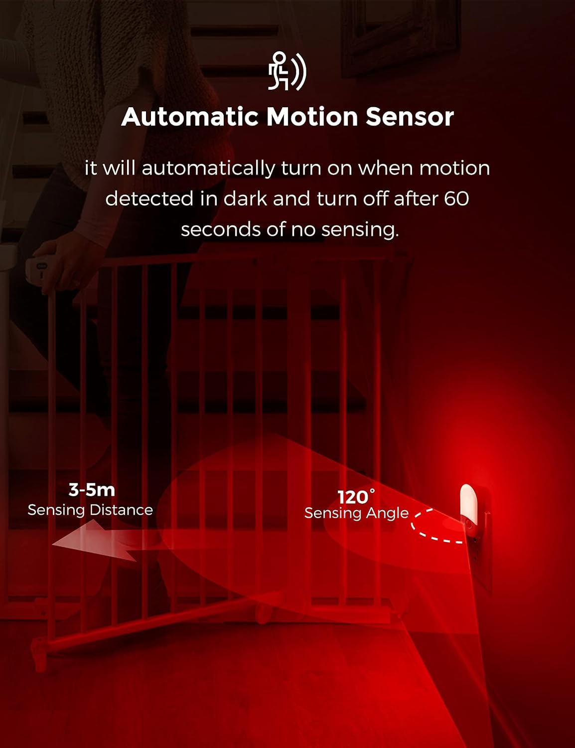 L LOHAS LED Motion Sensor Night Light, Sleep Aid Red, 30/60LM, 4 Pack