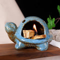 MOUGIGI Blue Ceramic Turtle Palo Santo Burner - Mini Chiminea, Burns
