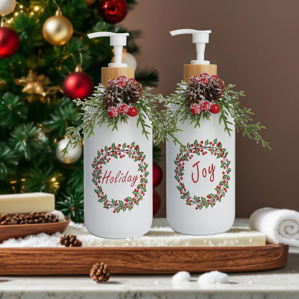 Christmas Soap Dispenser, Christma Kitchen Decor Soap Pump 2PCS