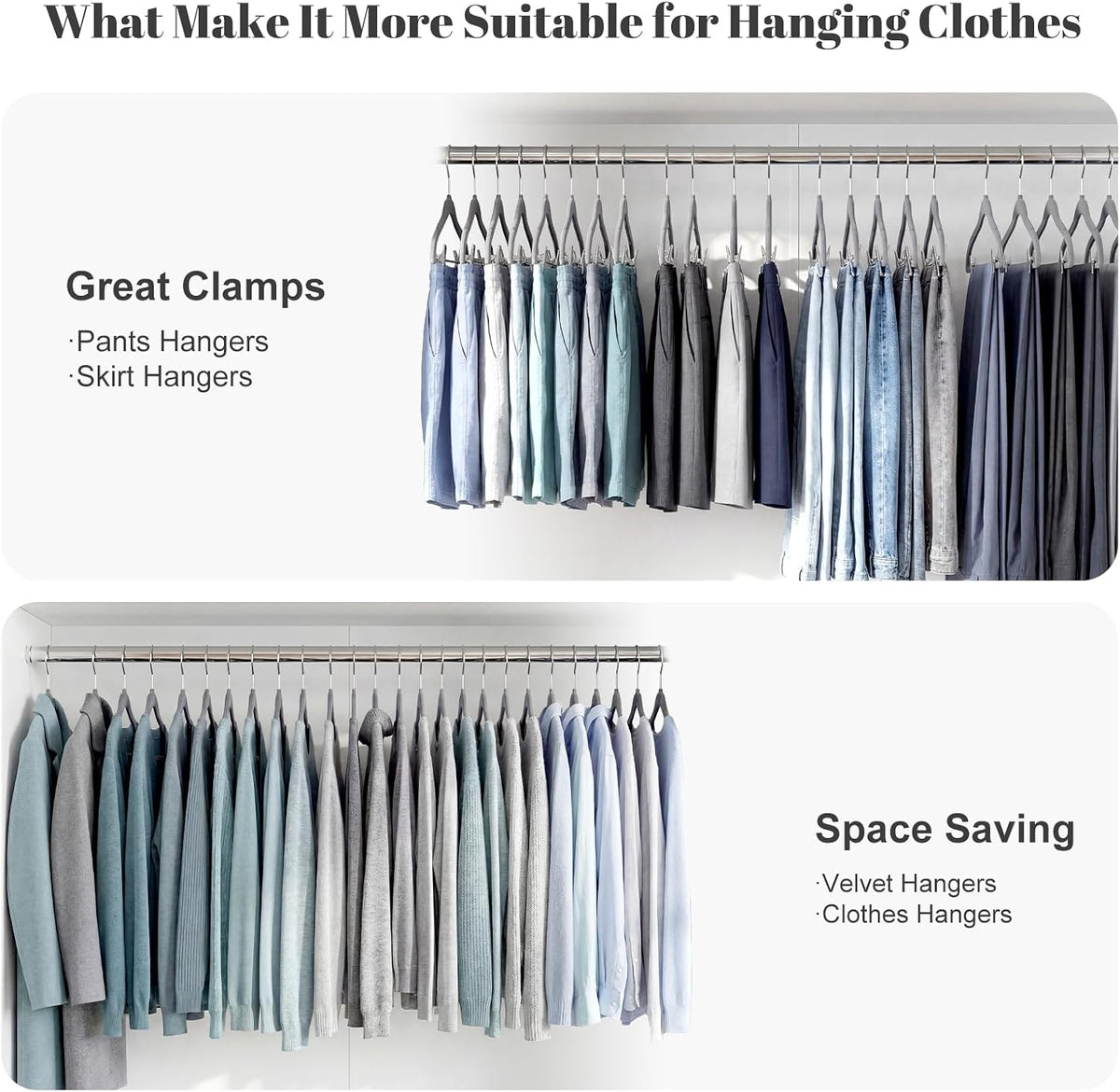 HOUSE DAY Velvet Skirt Hangers 12 Pack, Gray Velvet Pant Hangers