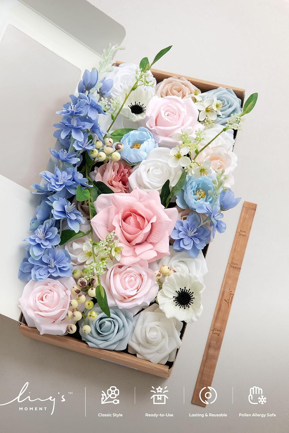 Ling's moment Artificial Pink Wedding Flowers Combo, English Pastel, Deluxe