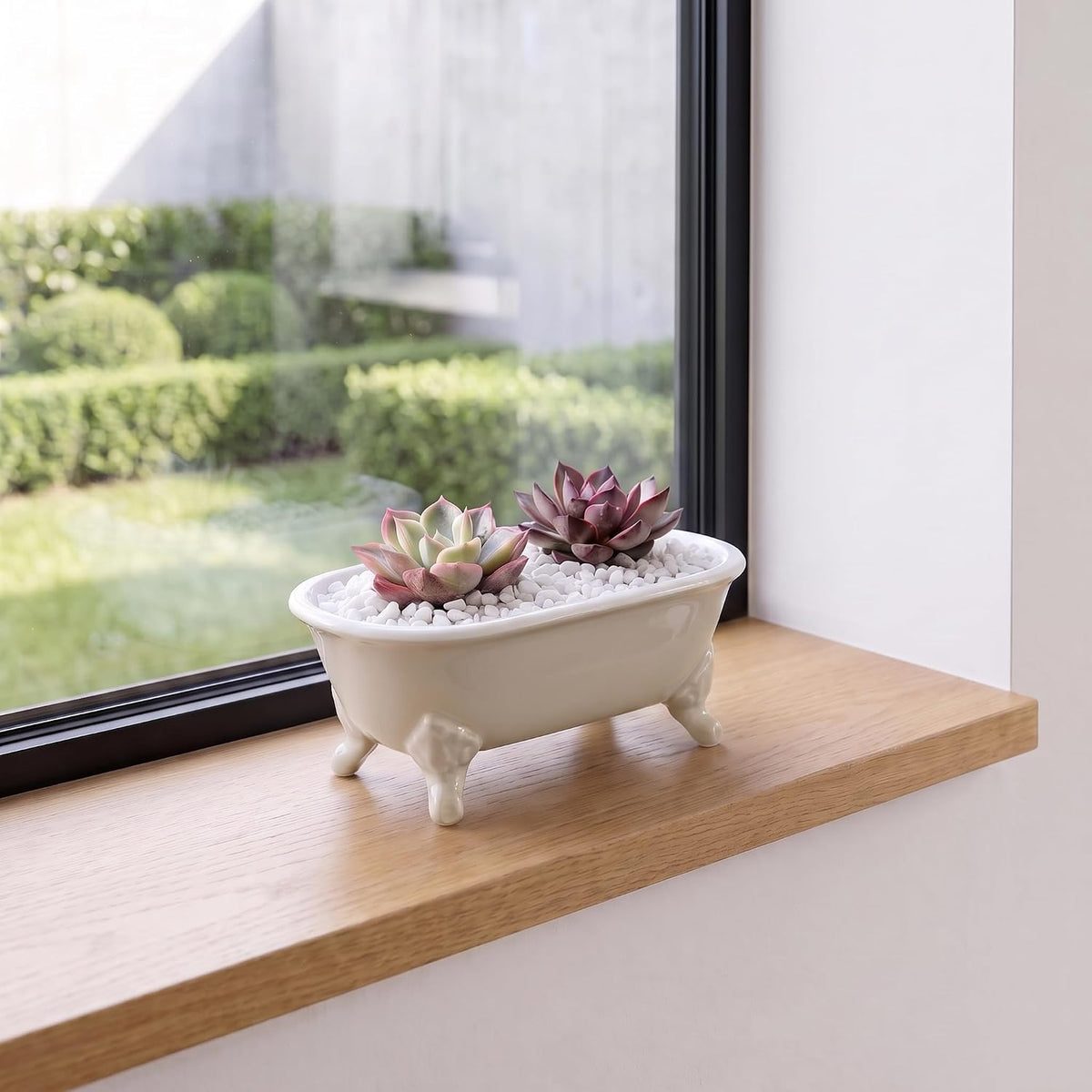 6.5" Ceramic Mini Clawfoot Bathtub Soap Dish,Bar Soap Holder,Beige