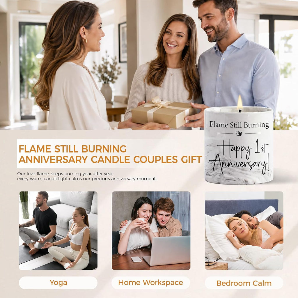FreeJac 1st Paper Anniversary Candle for Couple - Marble Lavender Gift, 6oz