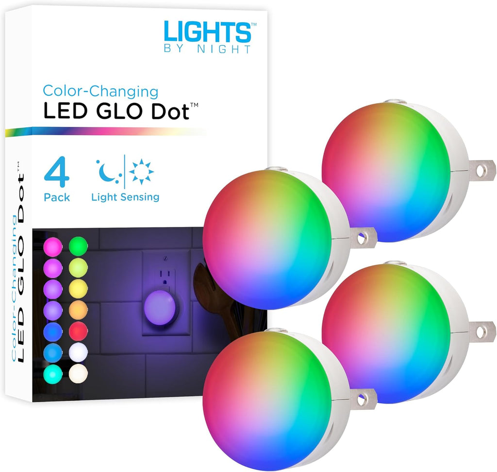 Lights By Night Color-Changing LED Night Lights Plug into Wall, 4-Pack