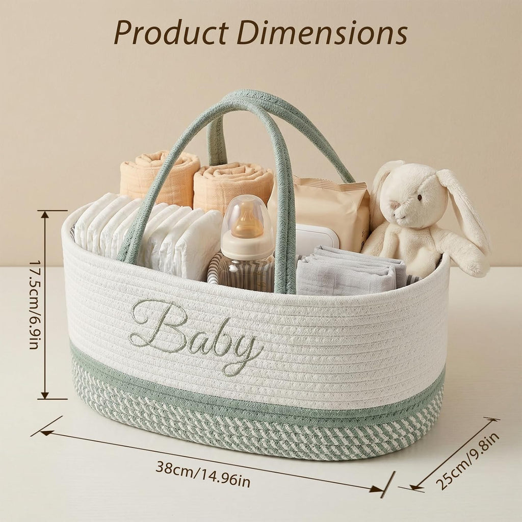 DUHEL Diaper Caddy Organizer, White Green