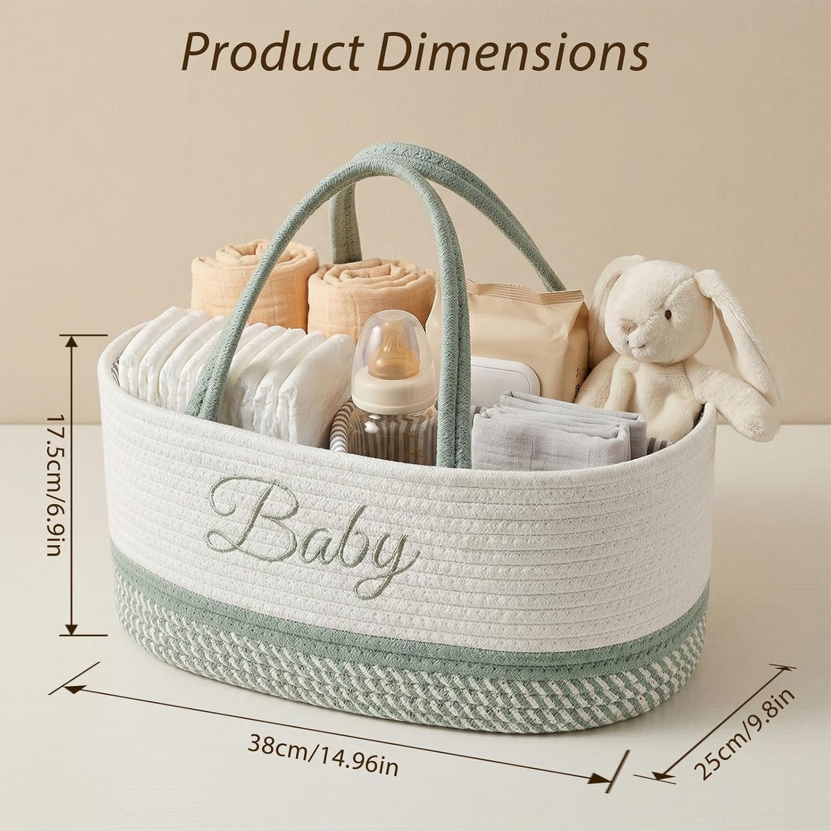 DUHEL Diaper Caddy Organizer, White Green
