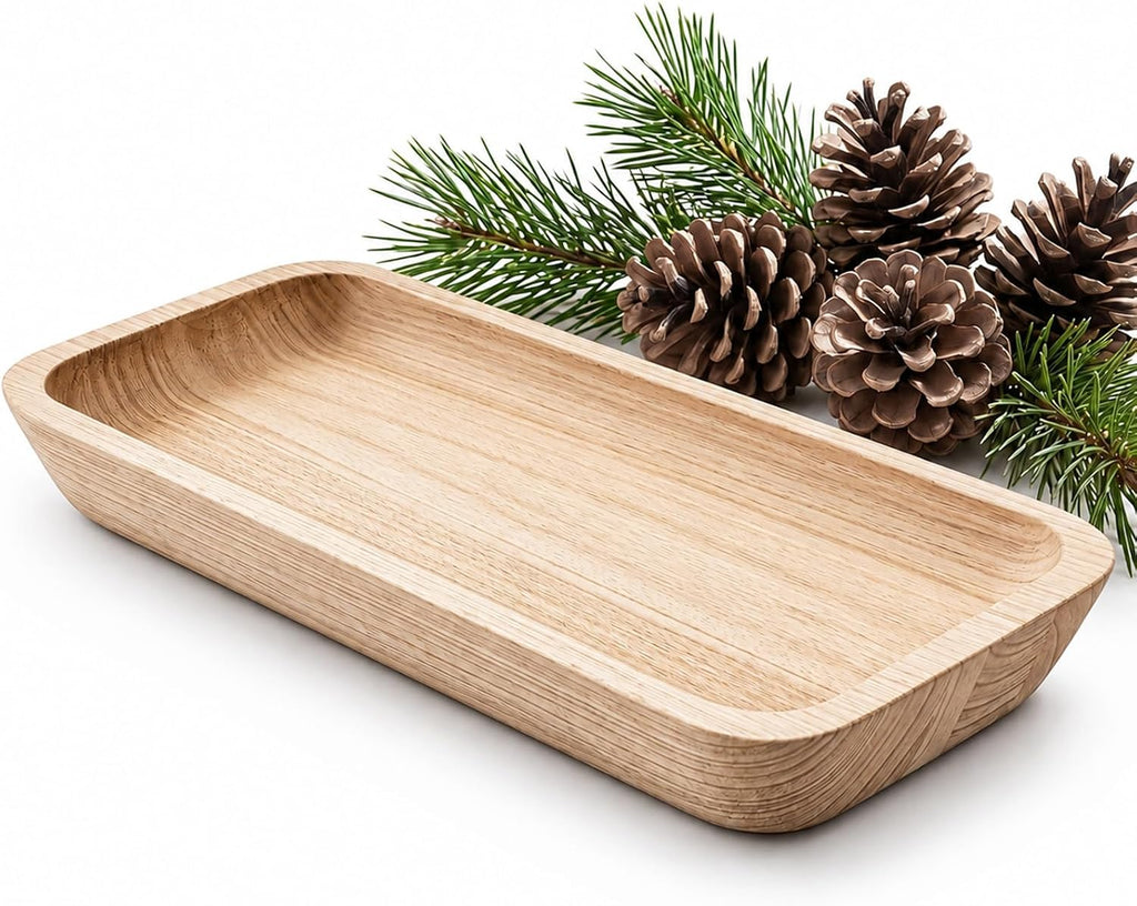 15.7 inch Decorative Wood Dough Bowl, Handcrafted Wooden Dough Bowl