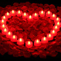 Cridoz Rose Petals for Romantic Night - Artificial Red Rose Petals with LED Candles for Decoration, Wedding, Valentine's Day