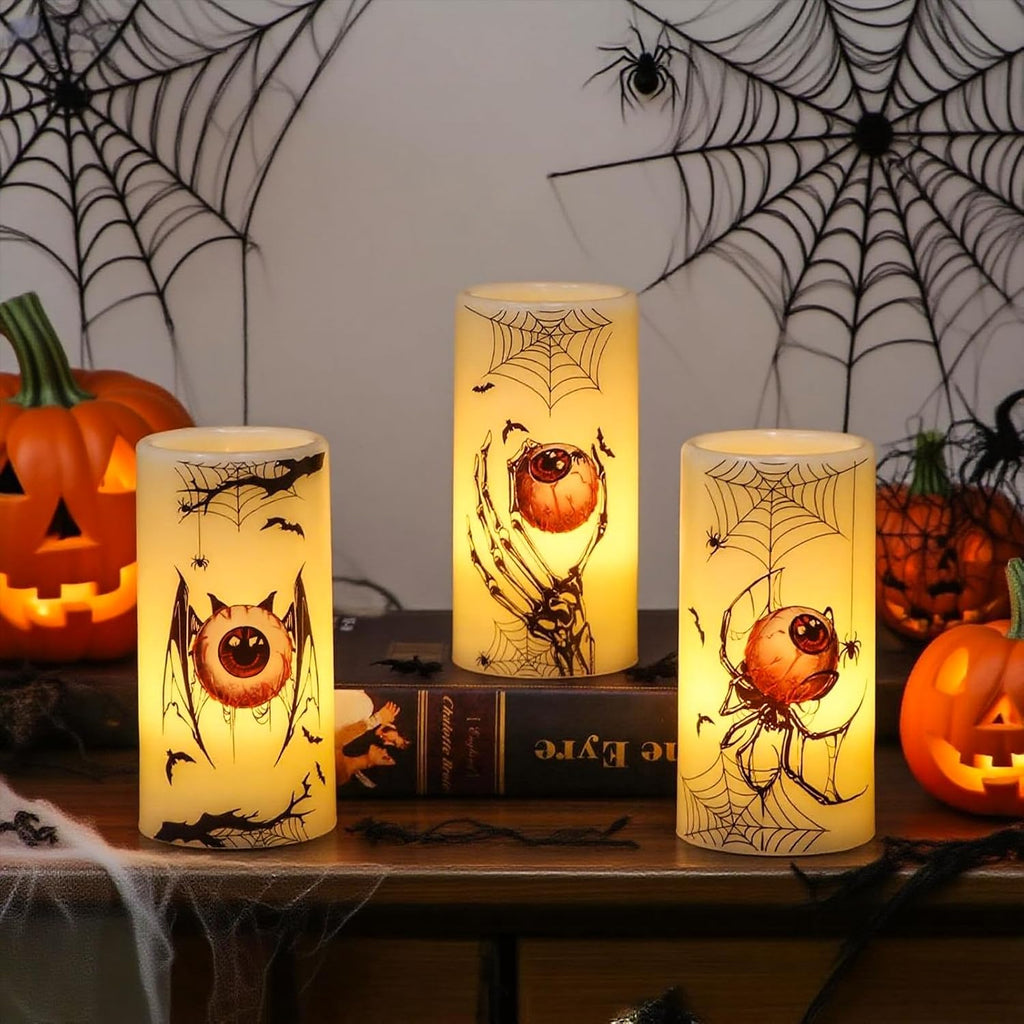 Spooky Halloween Flameless Candles Battery Operated with 6H Timer