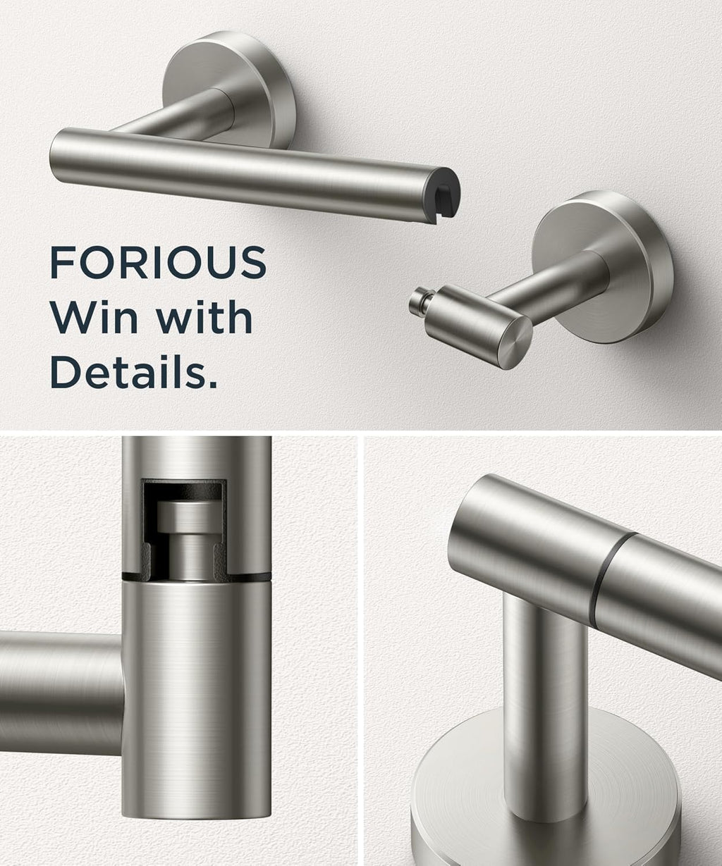 FORIOUS Toilet Paper Holder Wall Mount, Stainless Steel Rustproof Double Post Pivoting Tissue Roll Holder for Bathroom, Commercial Toilet Paper Dispenser (Stainless Steel, Classic 3 Pack)