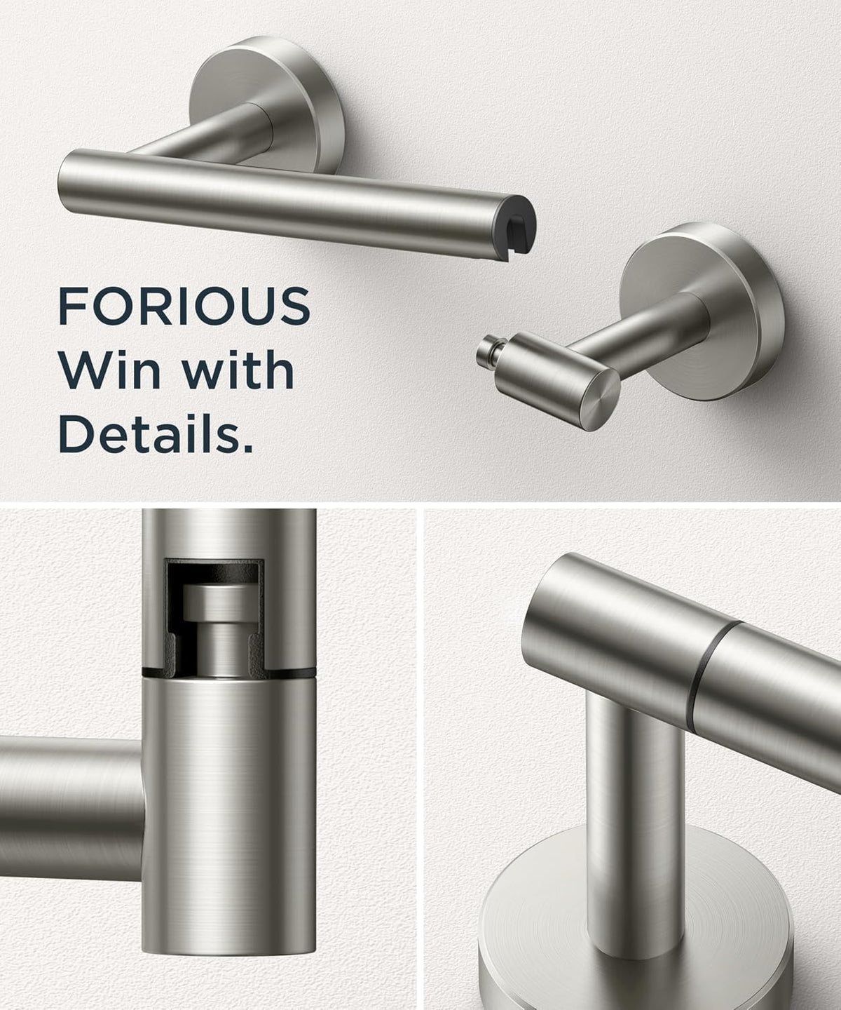 FORIOUS Toilet Paper Holder Wall Mount, Stainless Steel Rustproof Double Post Pivoting Tissue Roll Holder for Bathroom, Commercial Toilet Paper Dispenser (Stainless Steel, Classic 3 Pack)