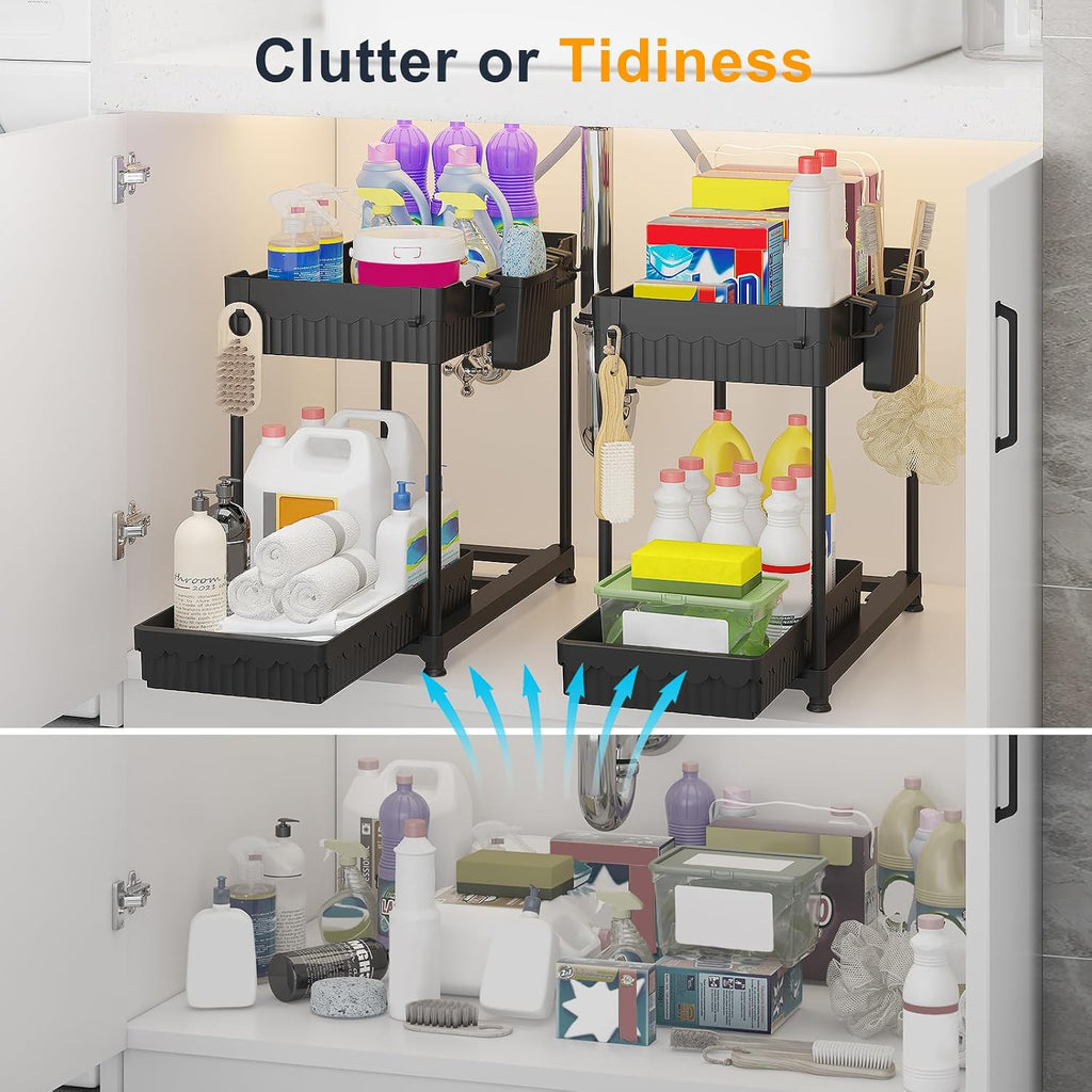 Sevenblue 2-Pack 2-Tier Under Sink Organizers with Sliding Drawers