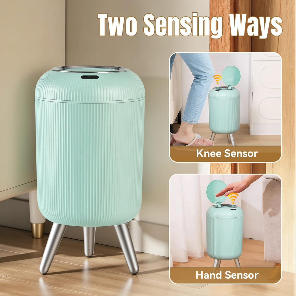 Touchless Sensor Bedroom Trash Can with Lid,Small Wastebasket(Blue)