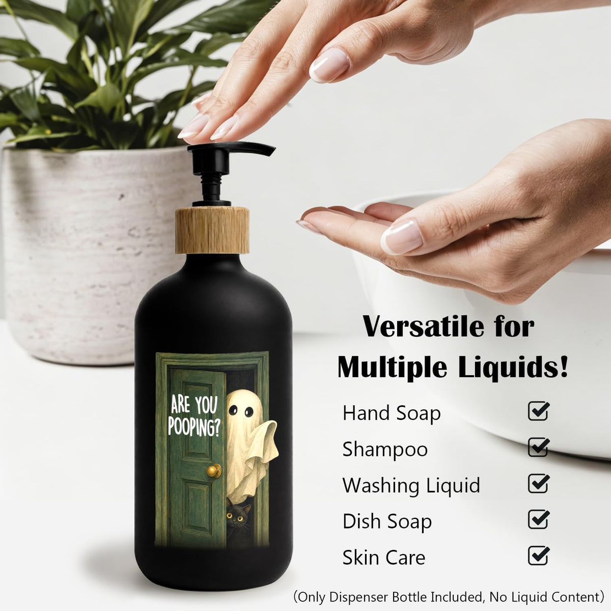 Funny Halloween Bathroom Glass Soap Dispenser with Pump
