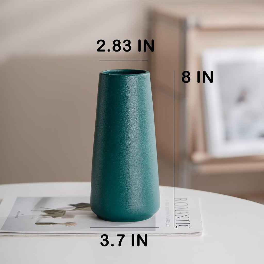 Simple Boho Ceramic Flower Vase for Home Decor (Green,Big)
