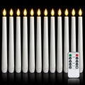 12 Pcs Flameless Taper Candles with Remote and Timer, 9.6 Inches Plastic LED Candlesticks, White Battery Operated Window Candles, for Home Wedding Christmas Party Decoration