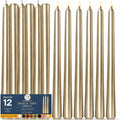Champagne Gold Taper Candles 10 Inch, 12 Pack Metallic Unscented