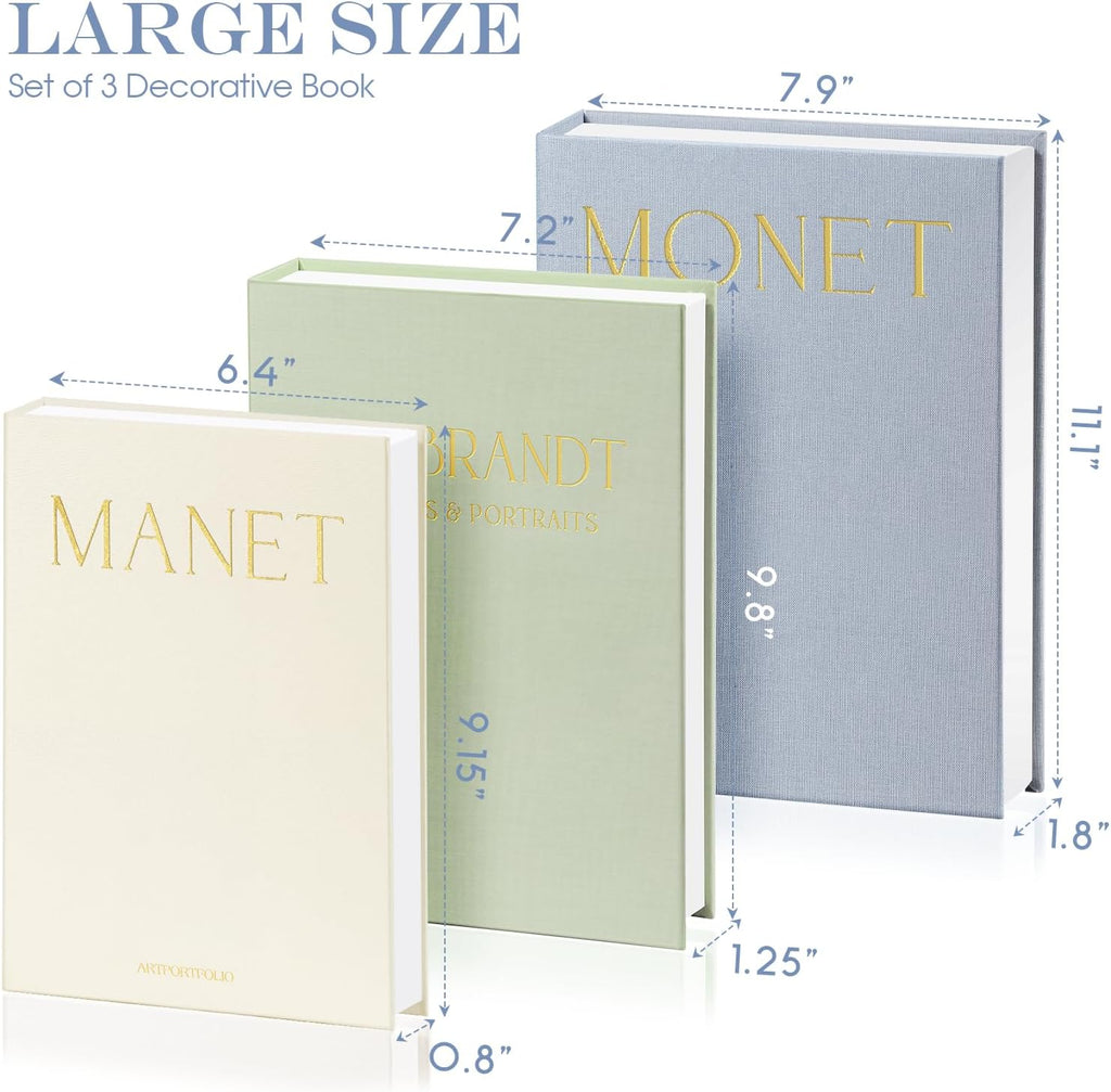Set of 3 Decorative Books for Home Decor, Linen Faux Books for Coffee Table, Bookshelf or Mantel, Aesthetic Fake Book Storage Boxes with Magnetic Snap for Photo Organization & Keepsakes Box