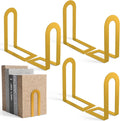 6 Pcs Modern Metal Bookends for Shelves, 5.5 x 3.75 x 2.25inch, Gold