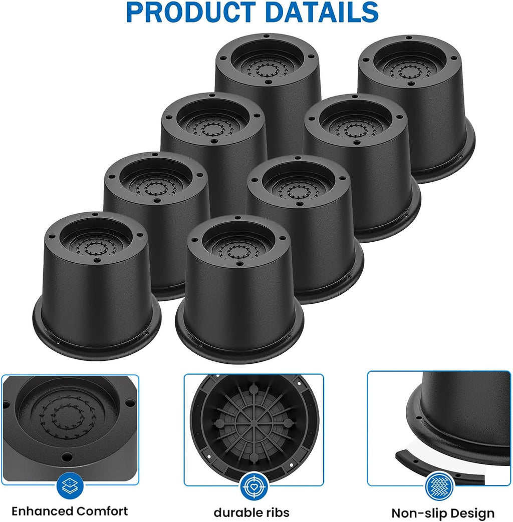 ANNKUT Round Bed Risers 2 inch Heavy Duty, Circle Furniture Risers for Chair, Table and Desk Legs Elevation (Pack of 8, Black)